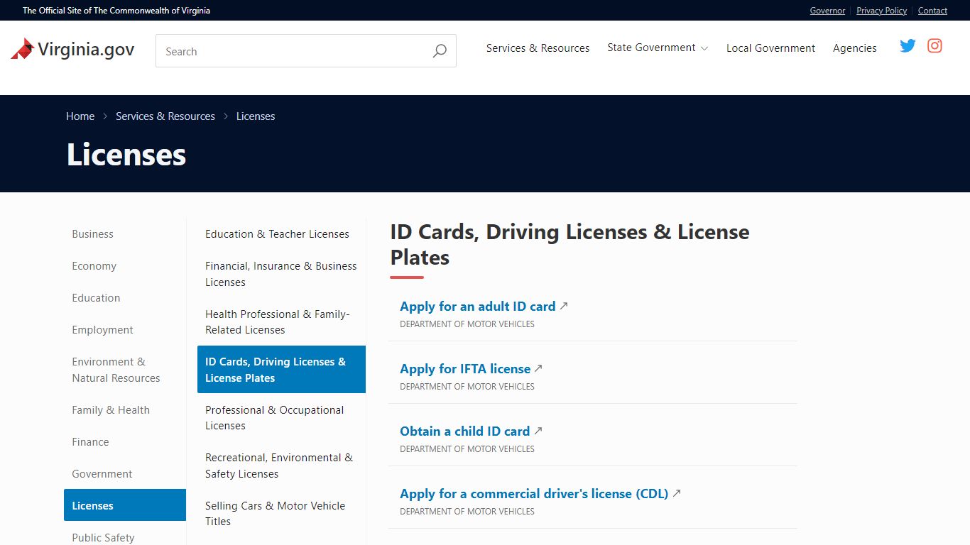 ID Cards, Driving Licenses & License Plates | Virginia.gov